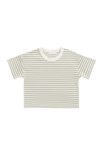 Pima Cotton Wesley Tee - Narrow Stripe Lichen / Cloud Childrens Top from Jamie Kay USA