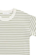 Pima Cotton Wesley Tee - Narrow Stripe Lichen / Cloud Childrens Top from Jamie Kay USA