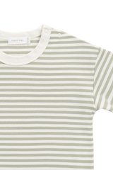 Pima Cotton Wesley Tee - Narrow Stripe Lichen / Cloud Childrens Top from Jamie Kay USA