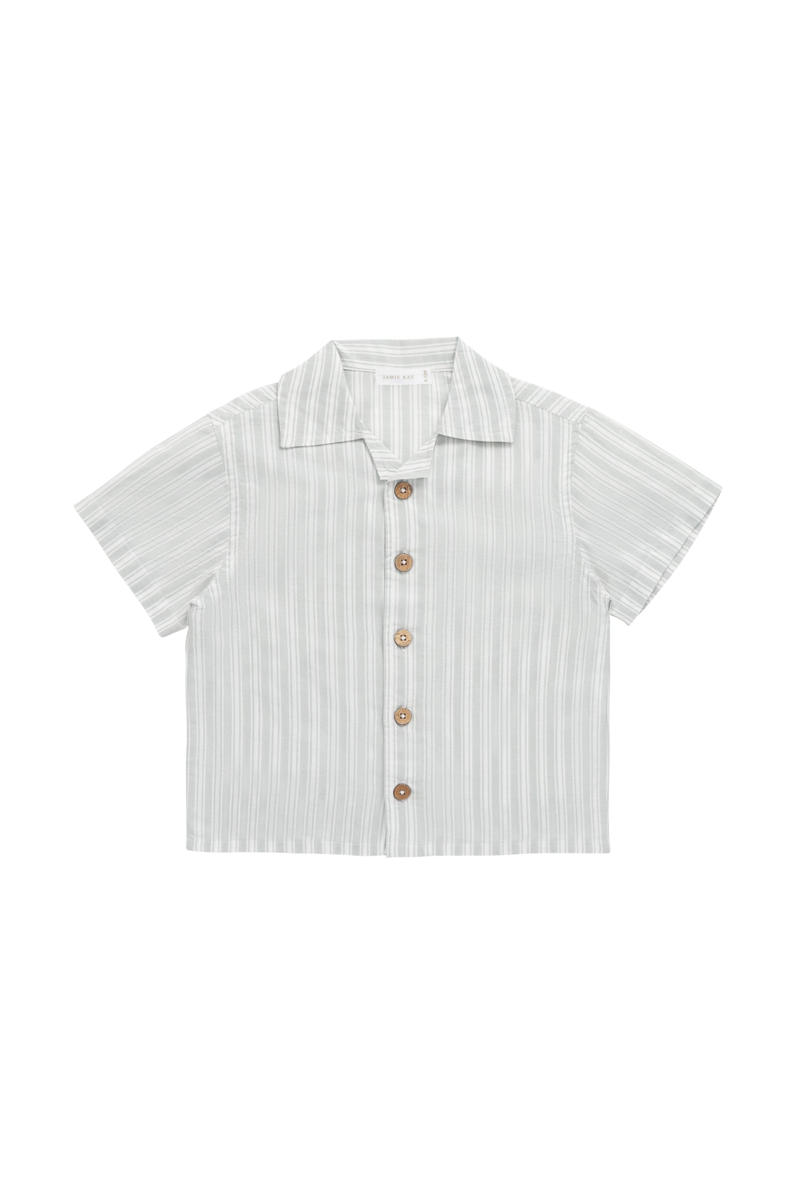 Organic Cotton Silas Shirt - Variegated Stripe Shoreline Childrens Shirt from Jamie Kay USA