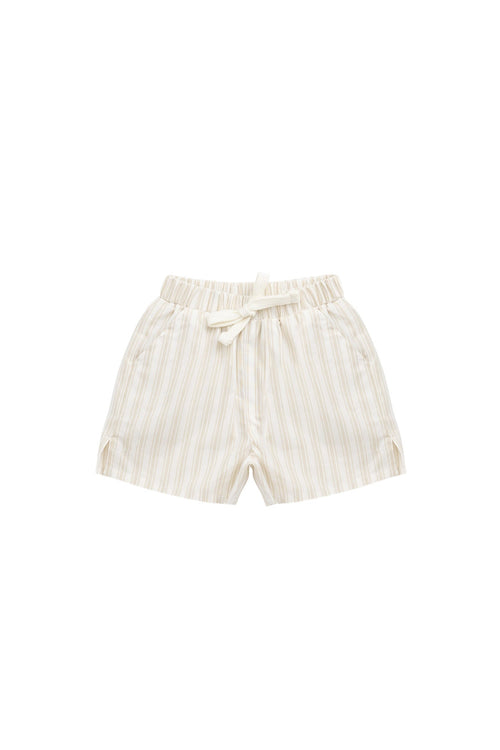Organic Cotton Short — Tan Stripes — Honey & Stitch baby & toddler clothing