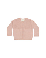 Heathered rose button baby cardigan in organic cotton knit