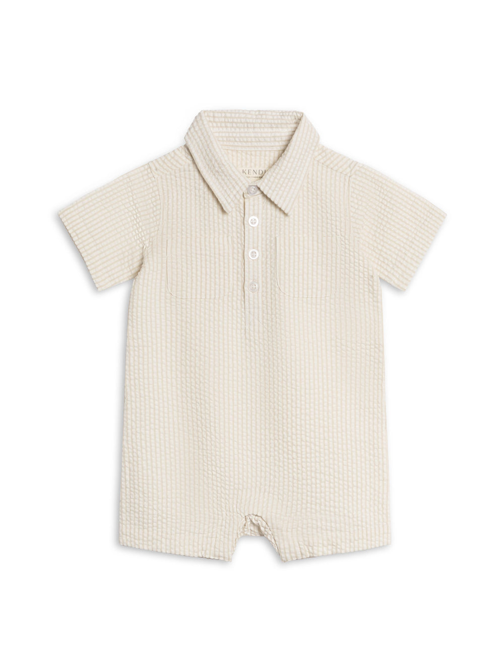 Dune stripe seersucker collared baby playsuit