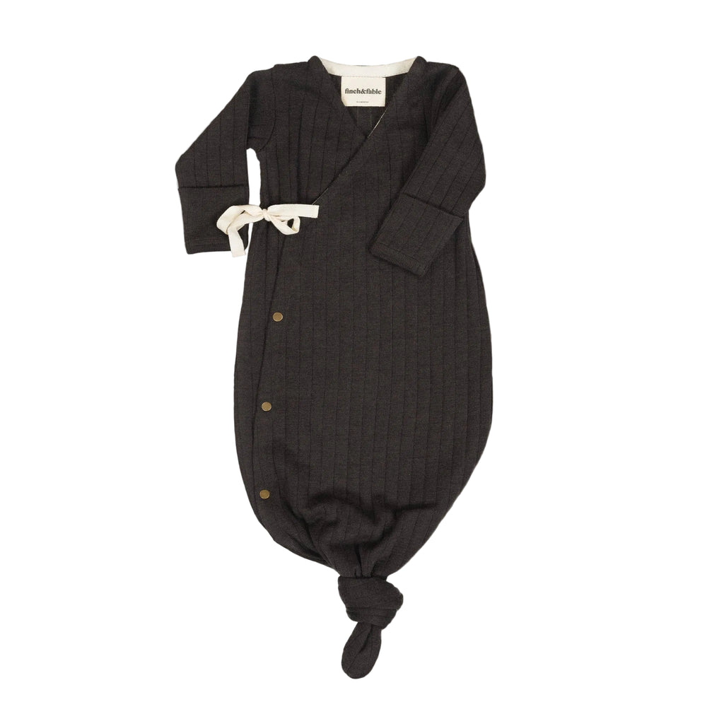 Wool Rib Kimono Gown — Storm — Honey & Stitch baby & toddler clothing