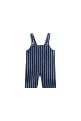 Navy stripe organic cotton baby overalls