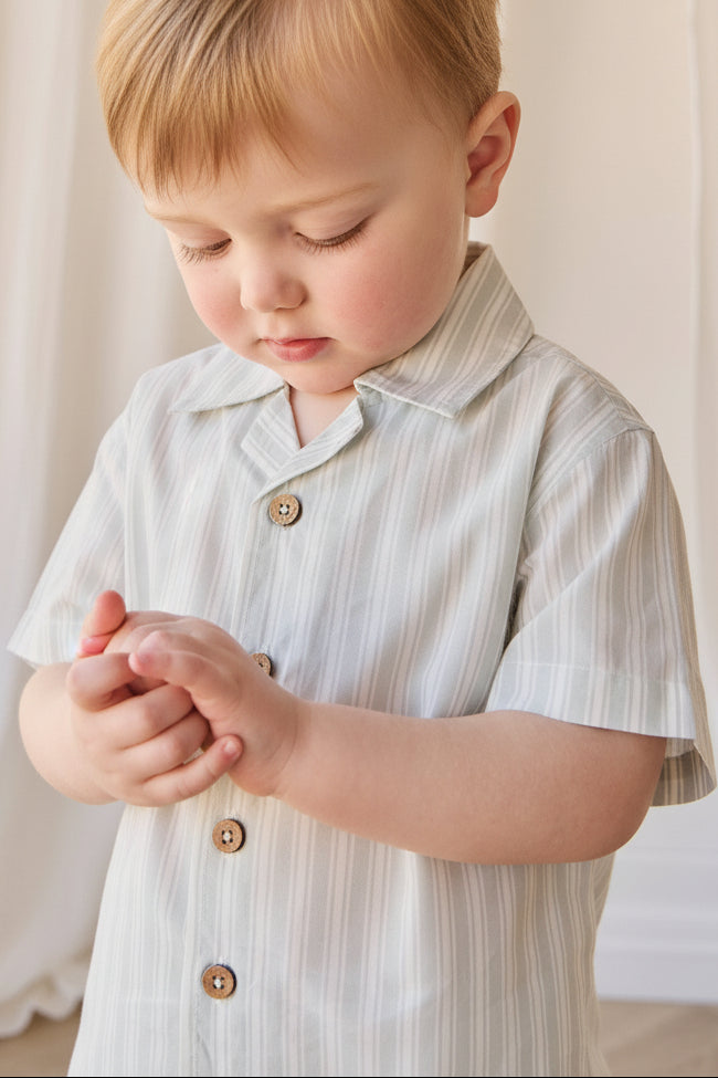 Organic Cotton Shirt -  Stripe Shoreline Childrens Shirt  