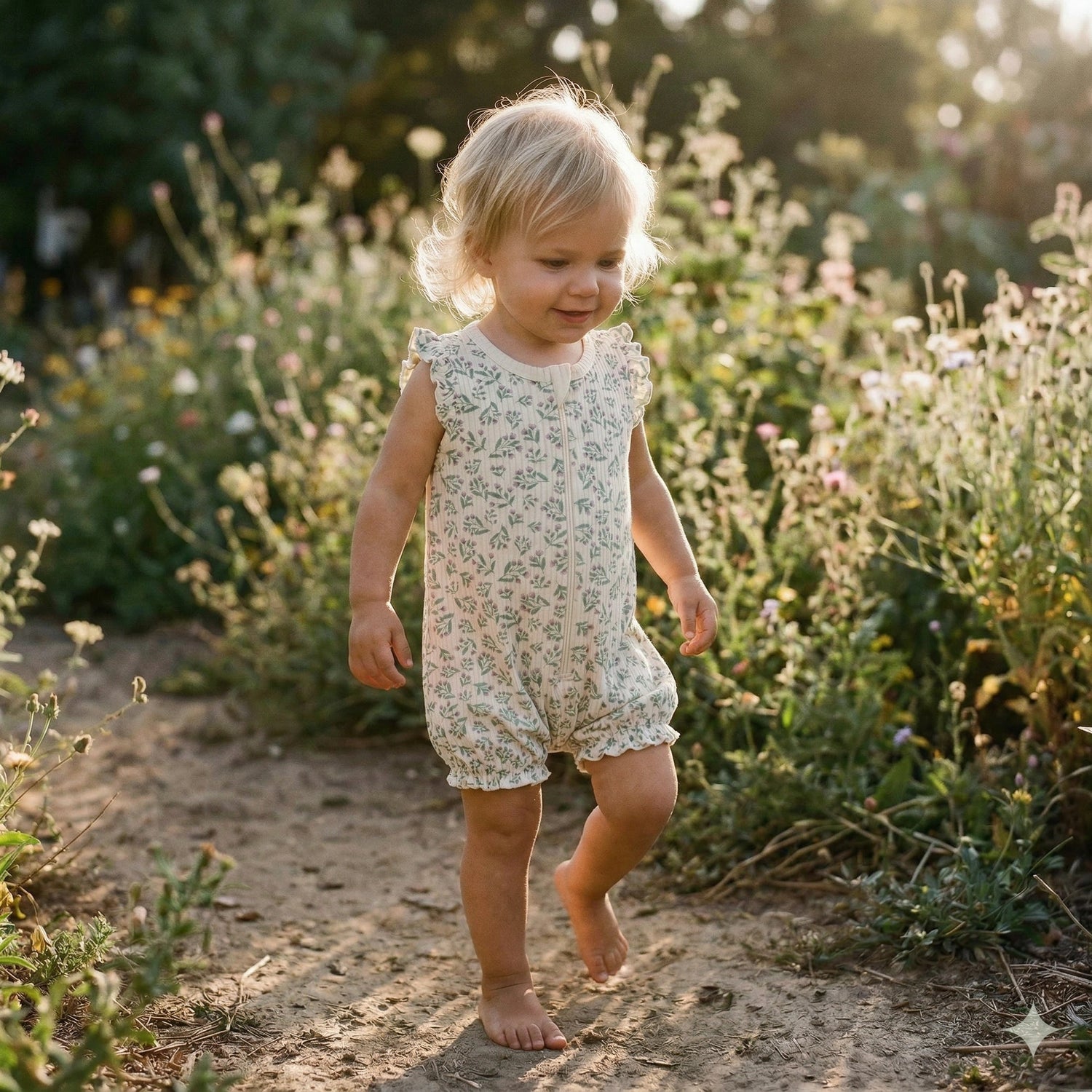 Periwinkle Organic Ruffle Zipsuit
