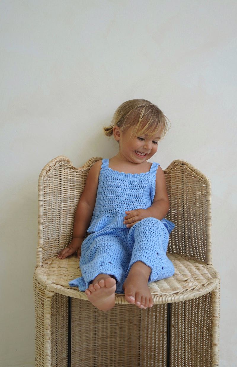 Ava Crochet Pant — Azure