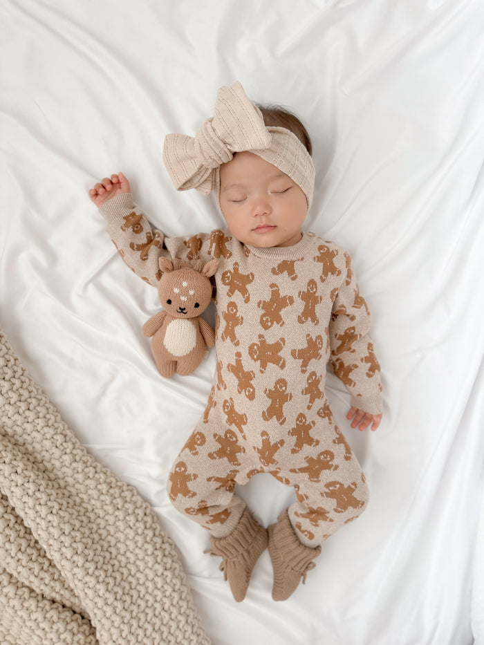 Heather Beige Gingerbread Baby Jumpsuit