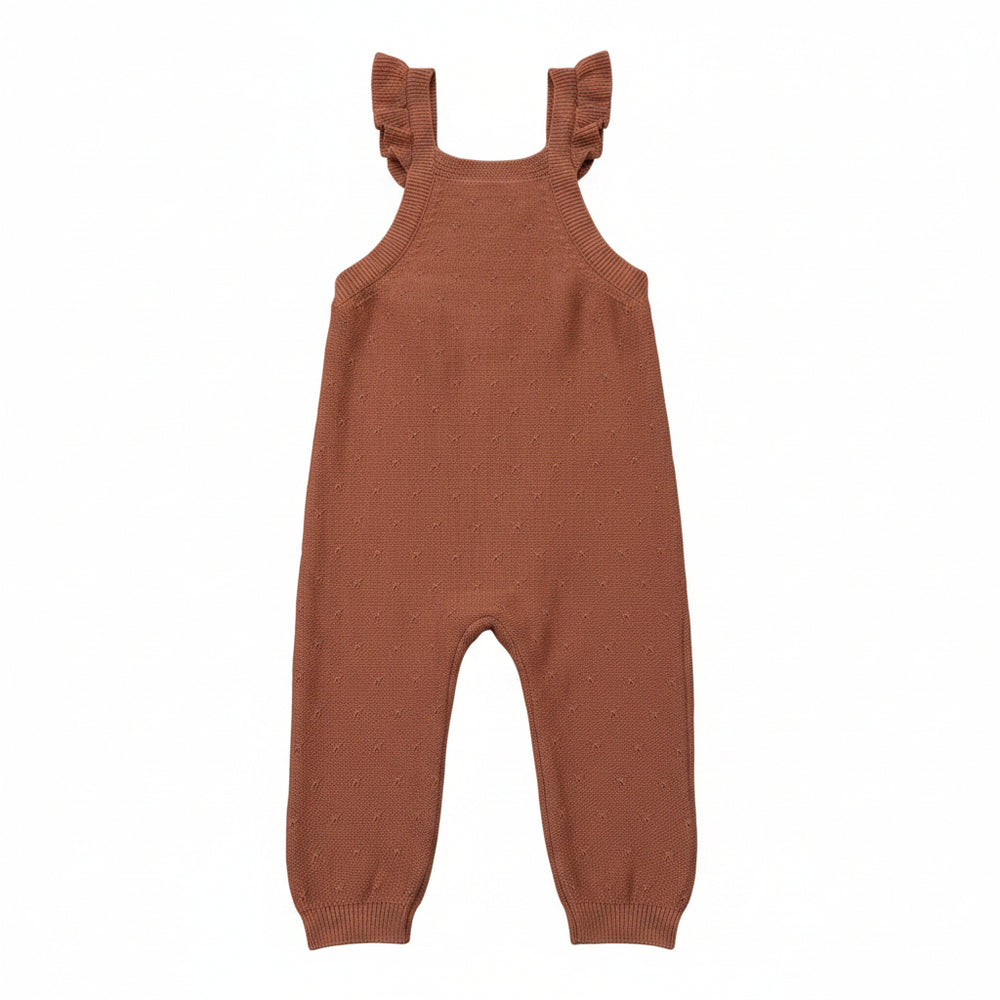 Berry pointelle knit baby overalls, pre-loved