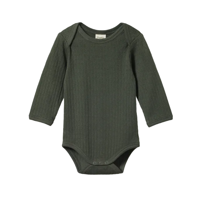 Forest green pointelle baby bodysuit