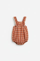 Poppy check bubble baby romper, pre-loved