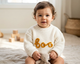 'Boo' Embroidered Halloween Baby Sweater