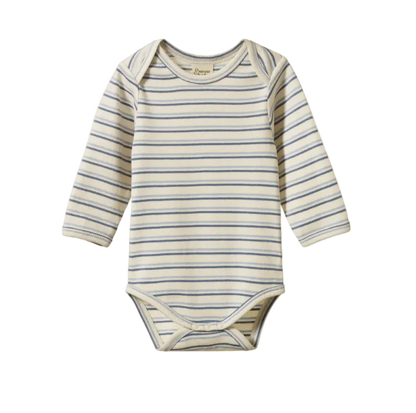 Long-sleeve organic cotton baby bodysuit, snap closure