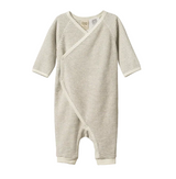 Striped kimono baby bodysuit in stretch organic cotton