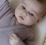 Lilac pointelle merino kimono baby sleeper – view 2