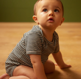 Striped short-sleeve baby bodysuit set – view 3