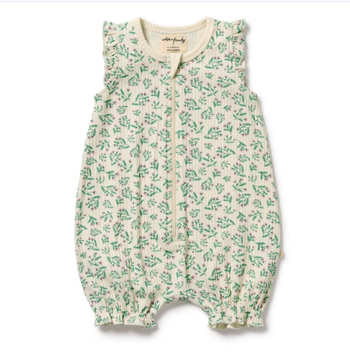 Periwinkle Organic Ruffle Zipsuit — Honey & Stitch baby & toddler clothing