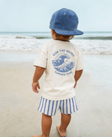 Cobalt stripe cotton baby shorts – view 2