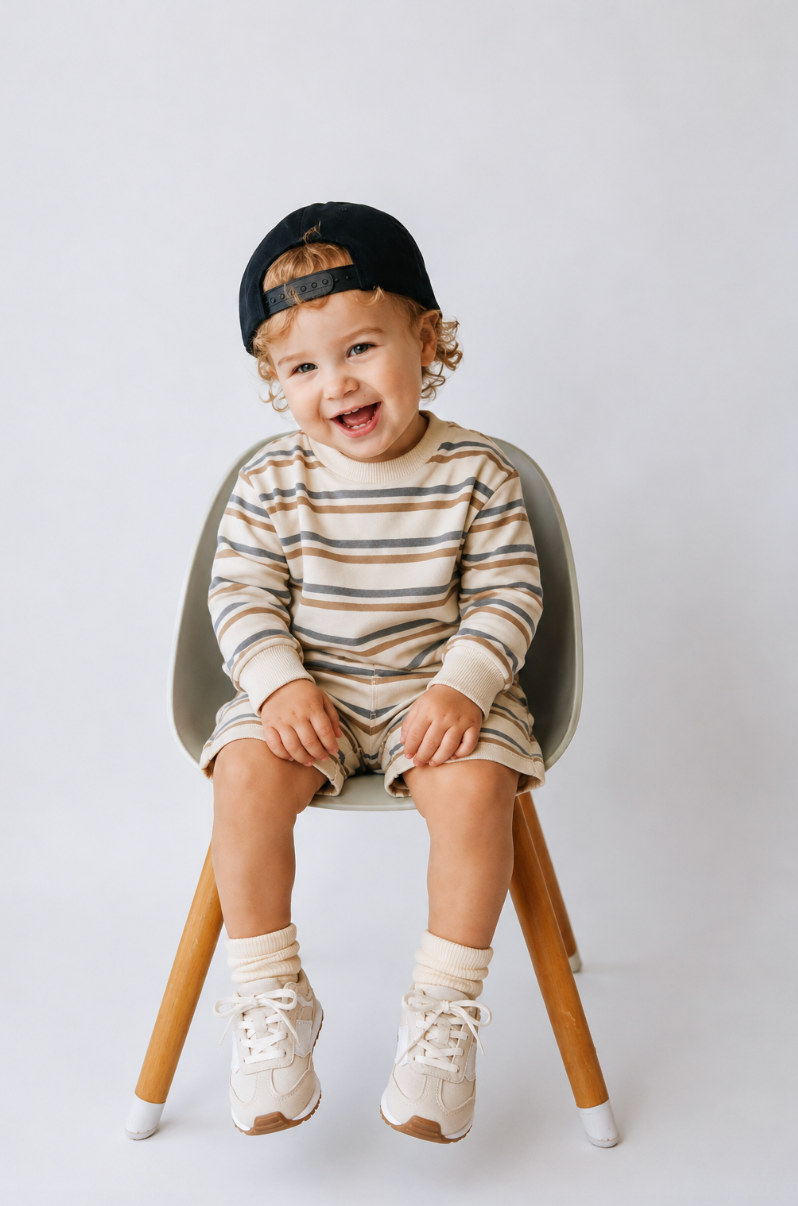 Organic Cotton Jalen Jumper Outfit set— North Sea Stripe