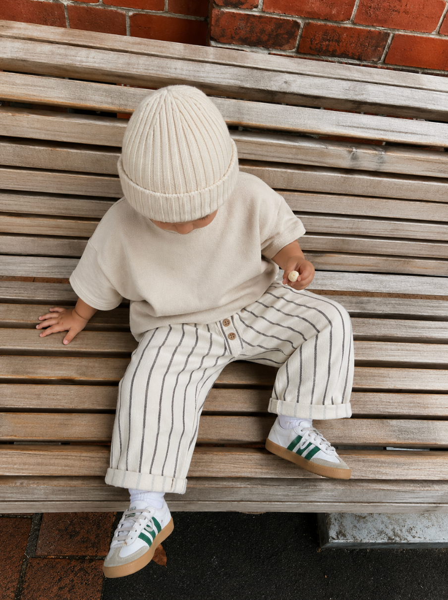 Striped relaxed tapered toddler pants