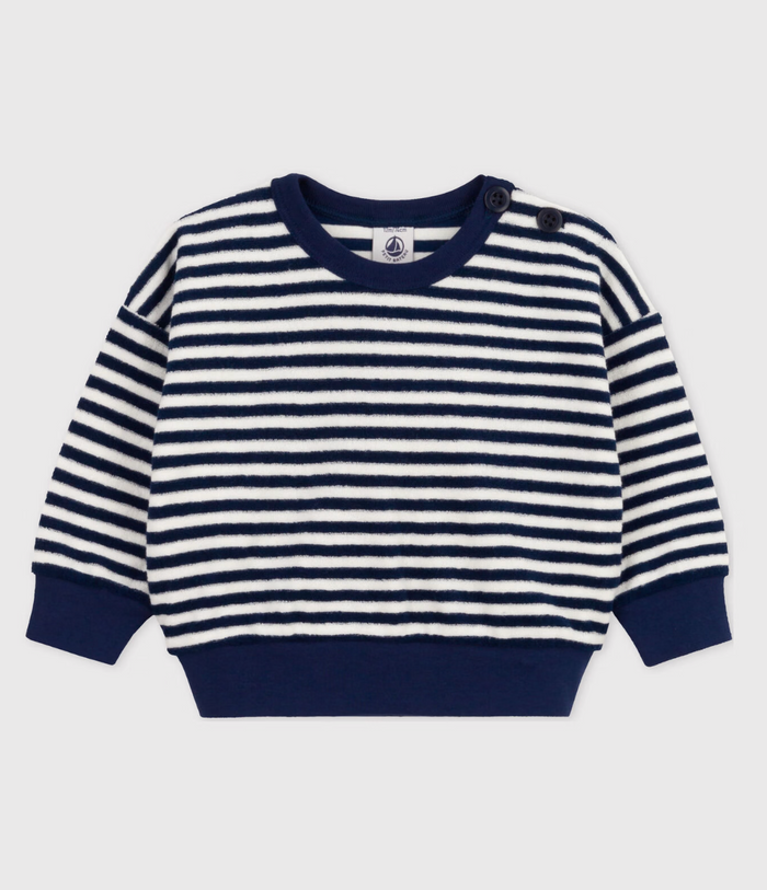 Striped Terry Sweatshirt and Shorts Set