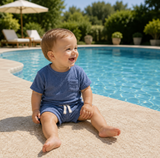 Deep blue organic cotton terry baby shorts – view 2