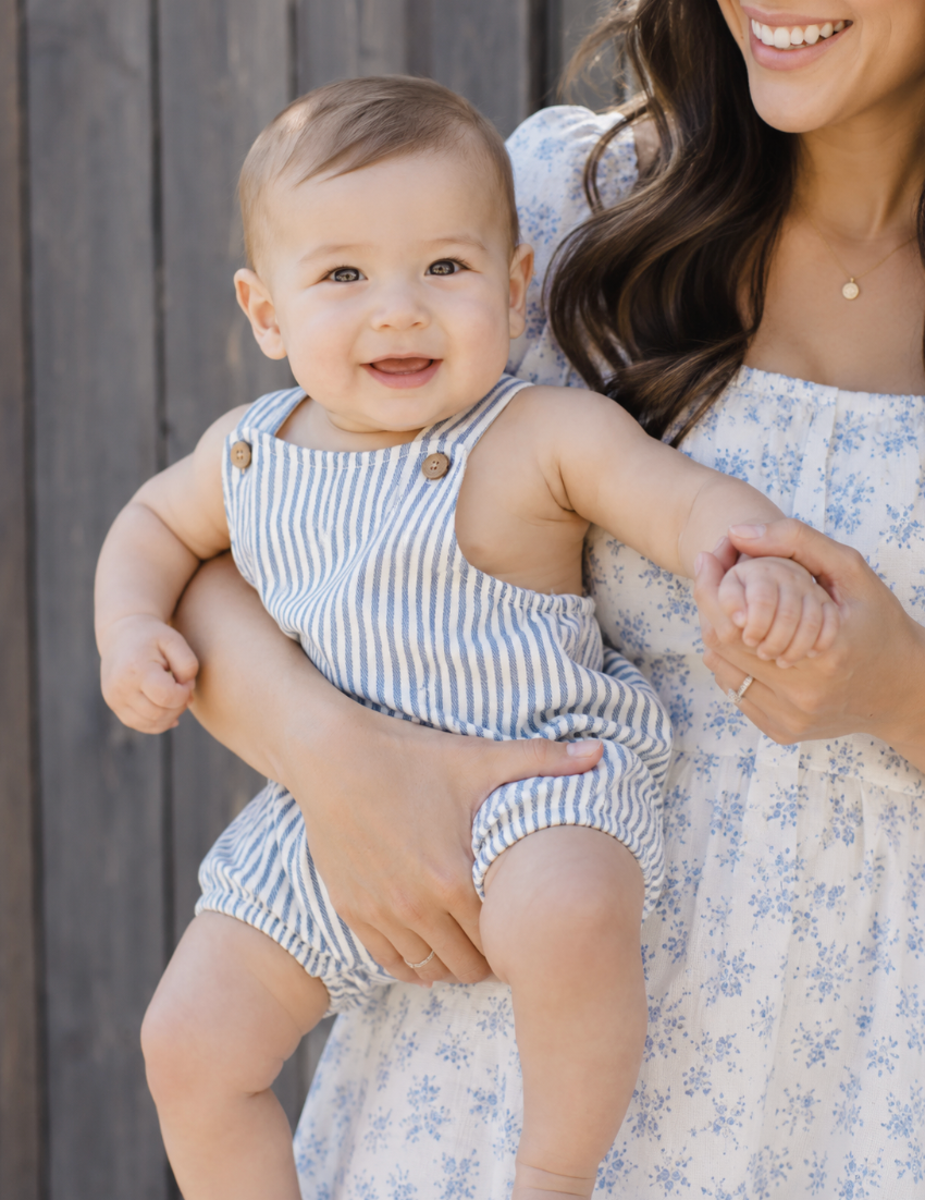 Vintage umbrella stripe baby romper