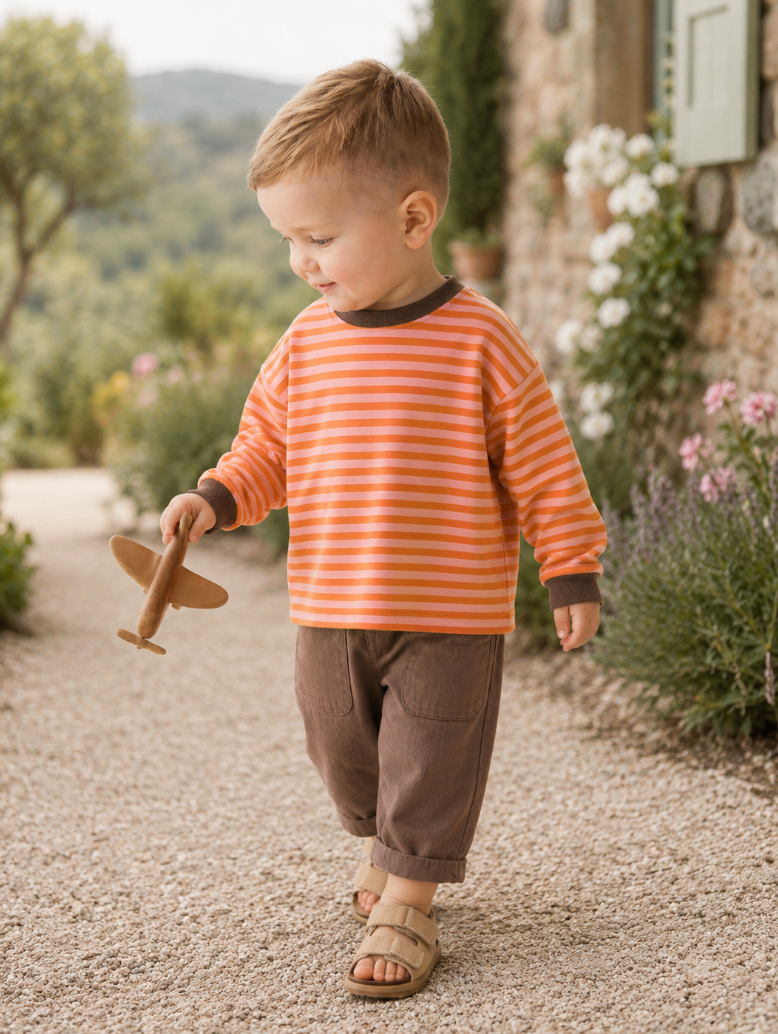 Contrast stripe tee and trouser baby outfit – view 2