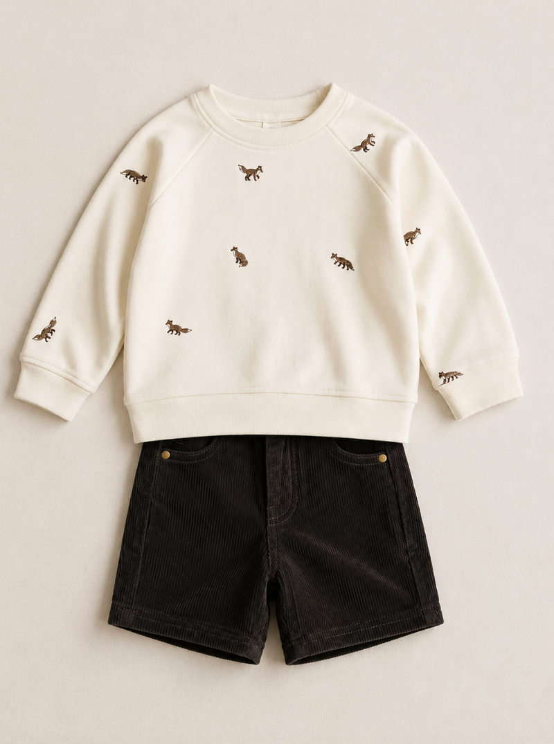 Fox Knit Pullover & Bistre Shorts Set