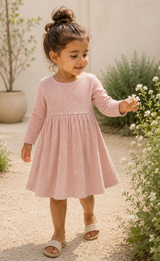 Rose ribbed long-sleeve baby dress – view 3