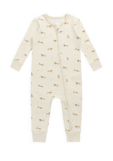 Dog print organic cotton zip baby one-piece