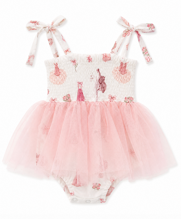 Ballet print tulle tutu baby bubble romper