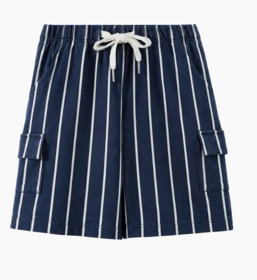 Navy stripe toddler cargo shorts