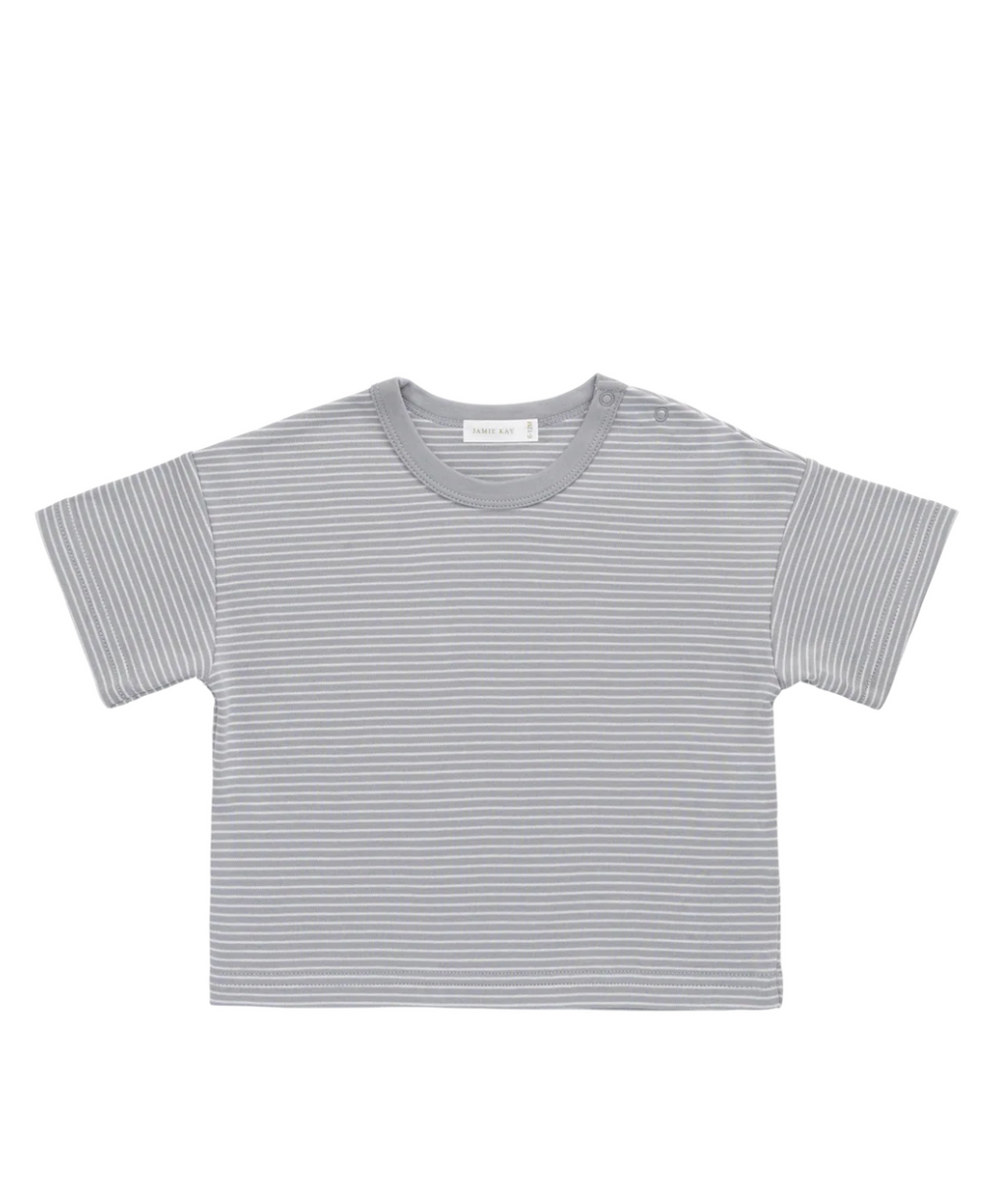 Parchment fine stripe Pima cotton baby tee