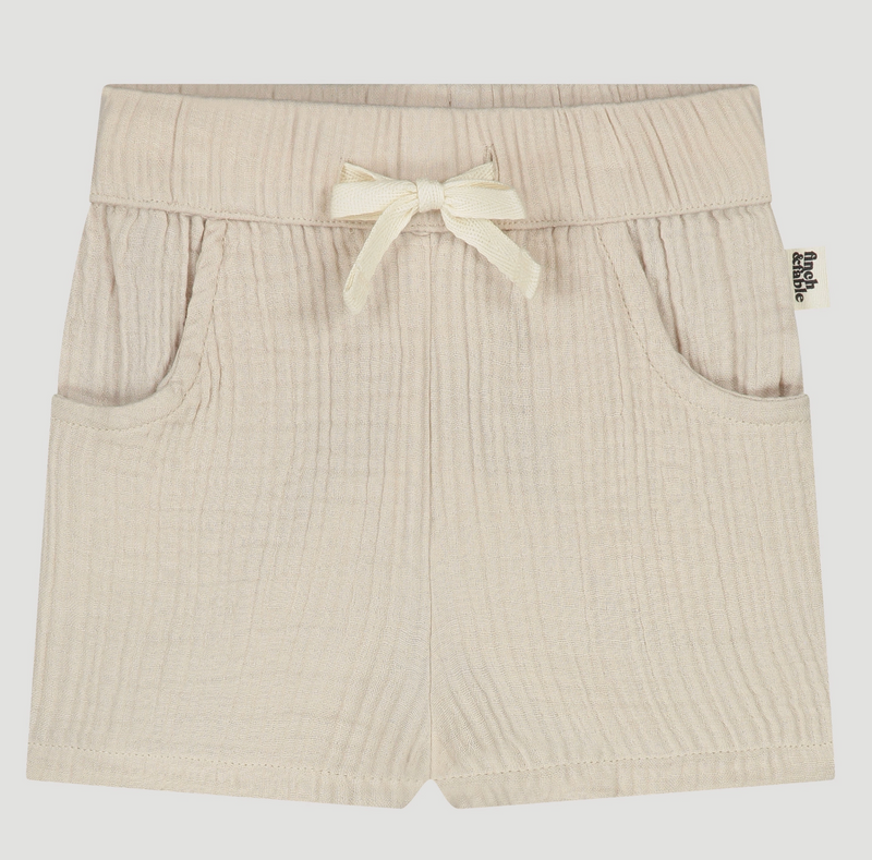 Organic Cotton Muslin Shorts - Tan
