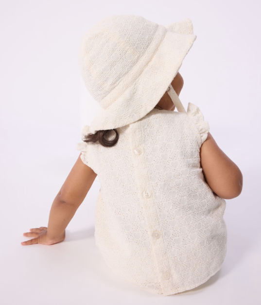 Heart Broderie Baby Bonnet