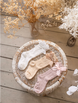 2 Pack White & Dusty Rose Dress Socks (0-1 yr)