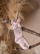 2 Pack White & Dusty Rose Dress Socks (0-1 yr)