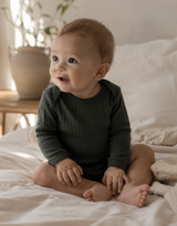 Forest Green Pointelle Baby Bodysuit – Organic Cotton