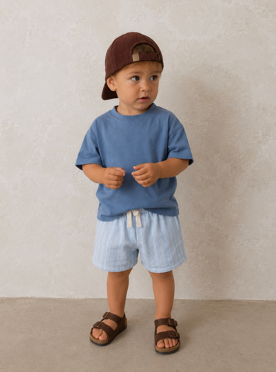 Blue Cotton Tee & Shorts Baby Outfit Set