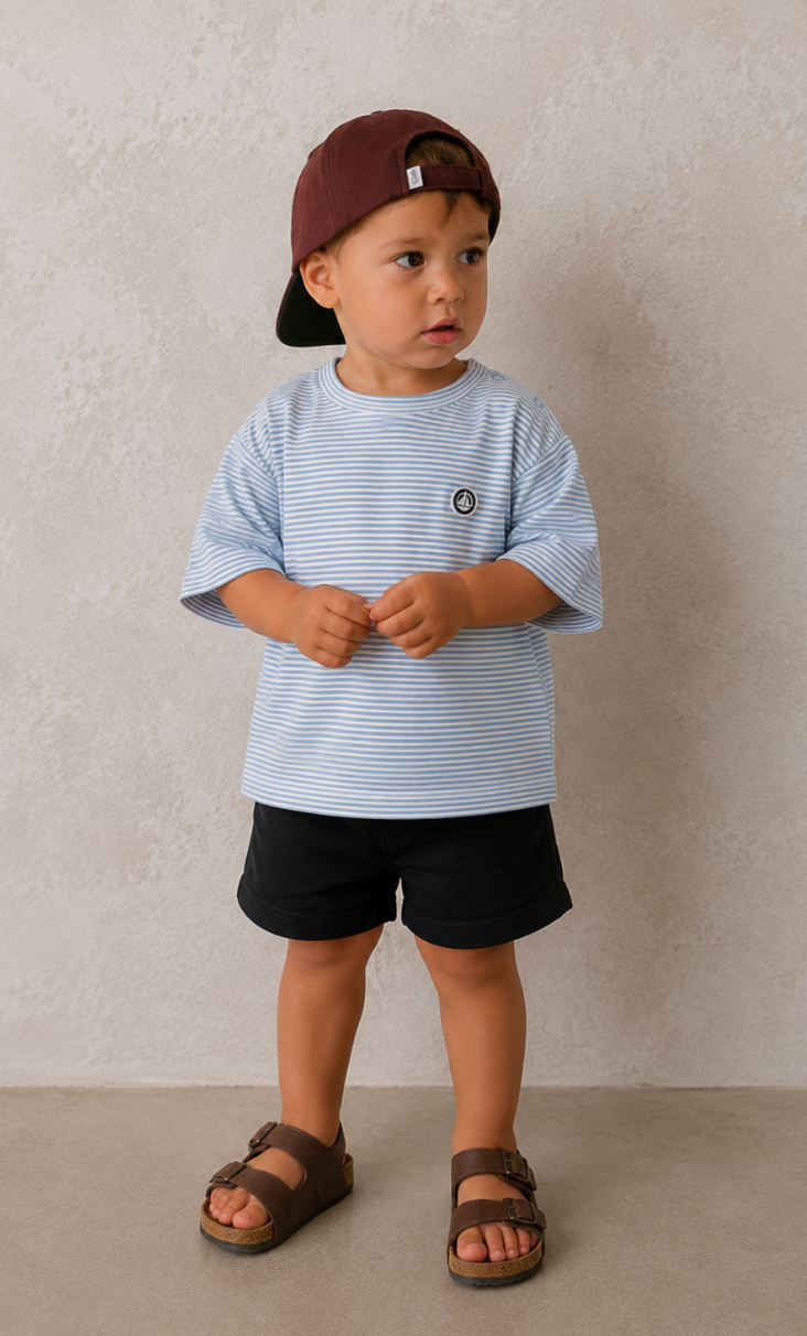 White Adriatic Blue Striped Tee