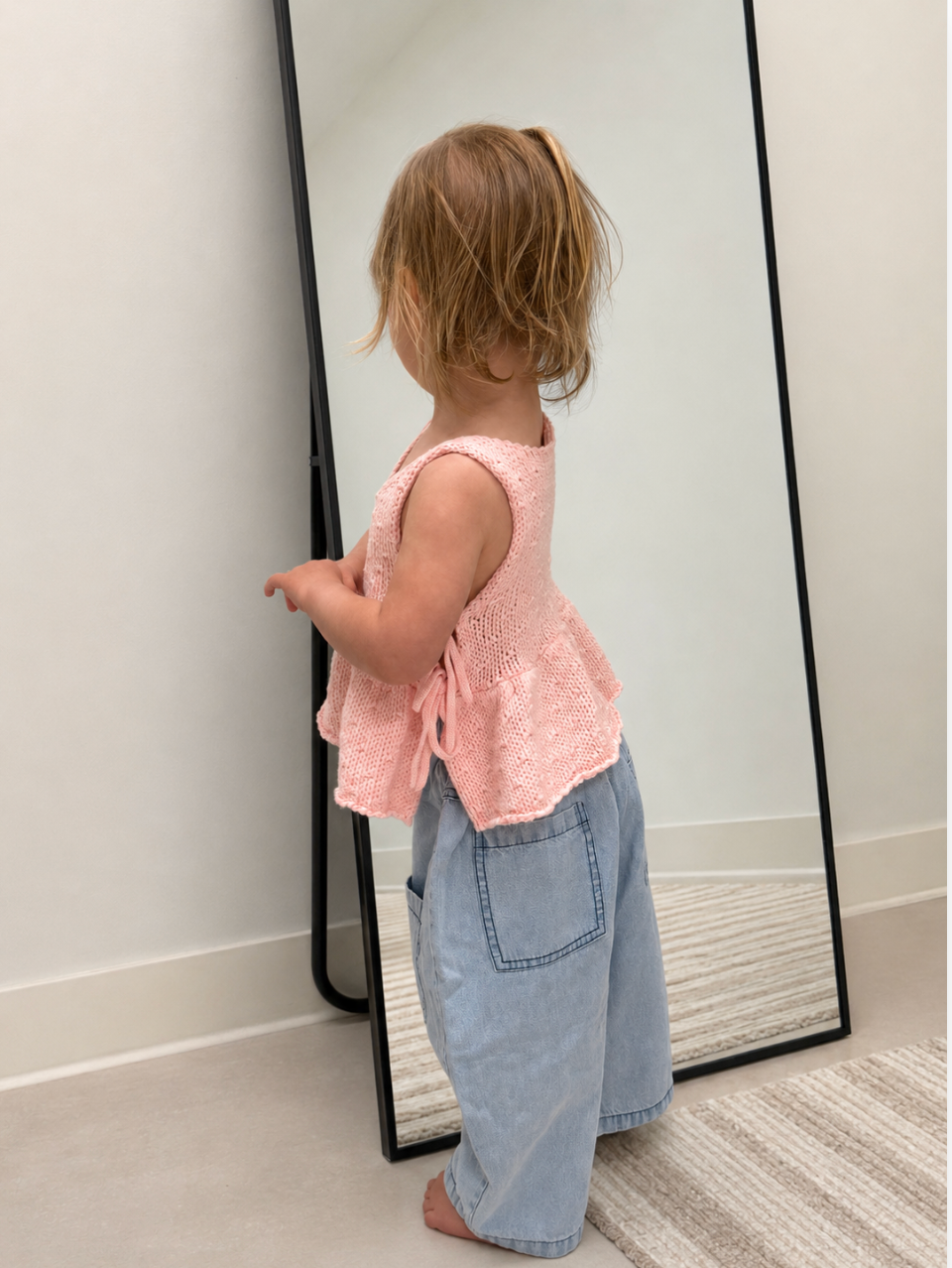 Pink Cotton Peplum Tie-Side Baby Top
