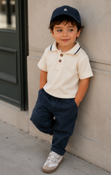 White Bamboo-Organic Toddler Polo Shirt