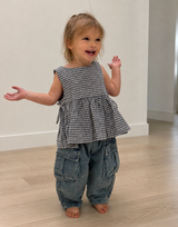 Navy Check Cotton and Linen Toddler Top - MarMar Copenhagen