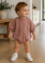 Rusty Red Cotton Knit Bubble Baby Romper