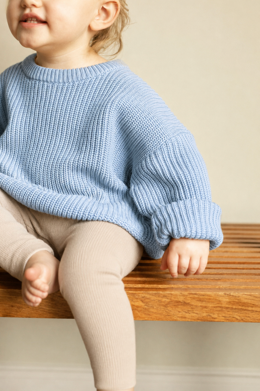 Organic Chunky Knit Sweater - Blue