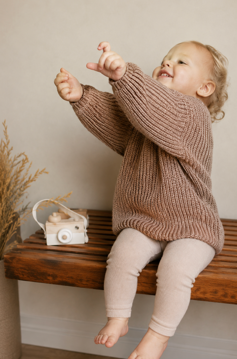 Organic Chunky Knit Sweater- Brown