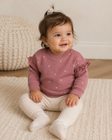 Girls' Fleece Ruffle-Sleeve Pullover Sweatshirt – Organic Cotton