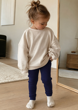 Organic Cotton Sweater-Knit Baby Pants with Pockets - Navy Blue